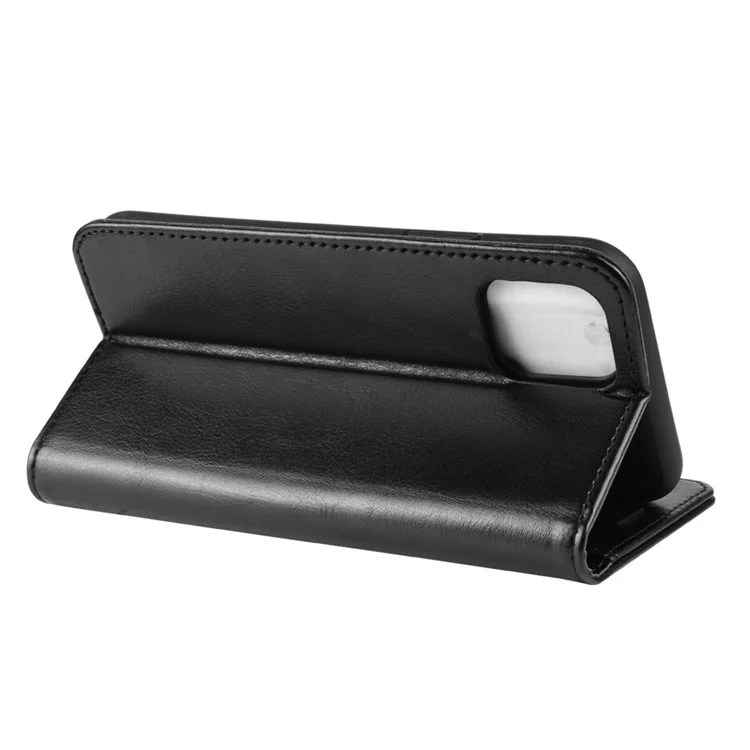 Crazy Horse Wallet Sweed Case Для Iphone 11 6,1 Дюйма (2019) - Черный