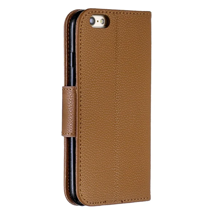 Litchi Texture Leather Stand Stand Caso Para Iphone 6/6s - Castanho