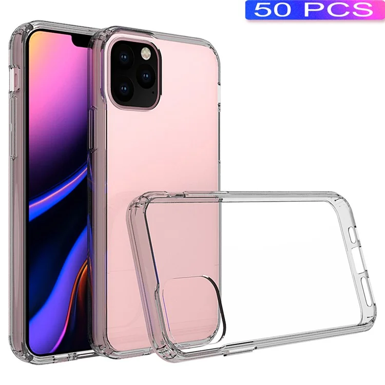 50pcs/pack Clear Acrylic + TPU Hybrid Back Case Per Iphone 11 Pro 5,8 Pollici (2019)- Black Trasparente