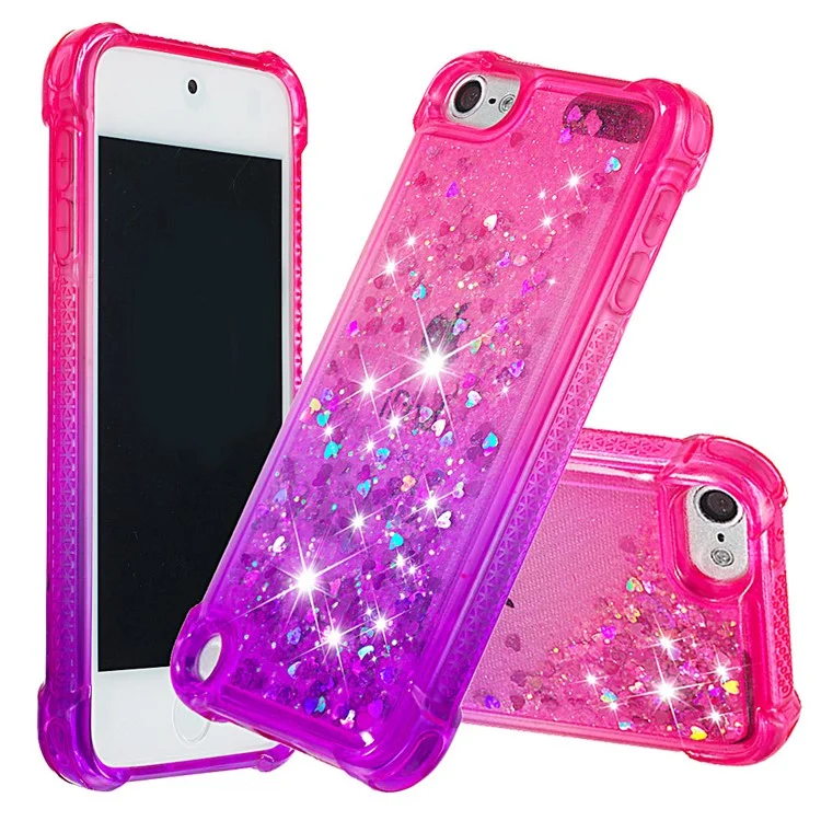 Gradiente Glitter Powder Powrendsand TPU Case Para Ipod Touch (2019) / Toque 6 / Toque 5 - Rosa / Roxo