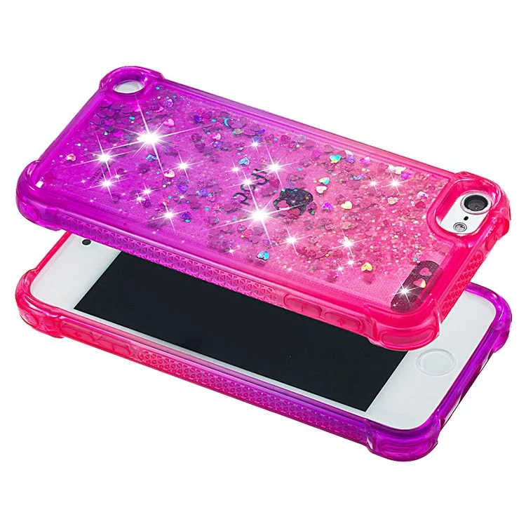 Capa de TPU Quicksand com Pó de Glitter Gradiente para iPod Touch (2019) / Touch 6 / Touch 5 - Rosa / Roxo