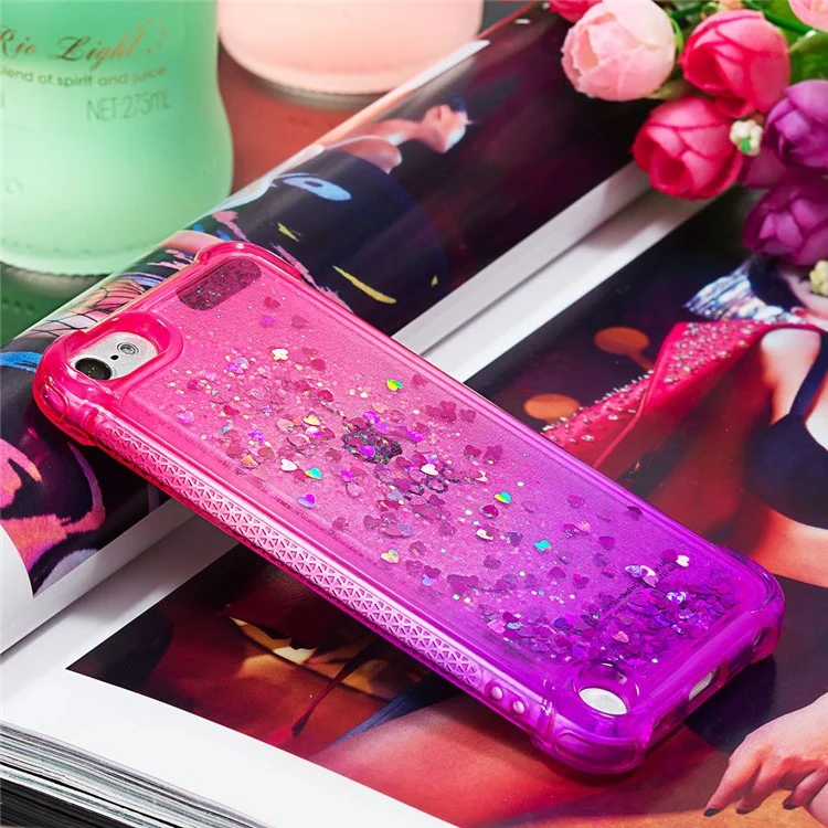 Capa de TPU Quicksand com Pó de Glitter Gradiente para iPod Touch (2019) / Touch 6 / Touch 5 - Rosa / Roxo
