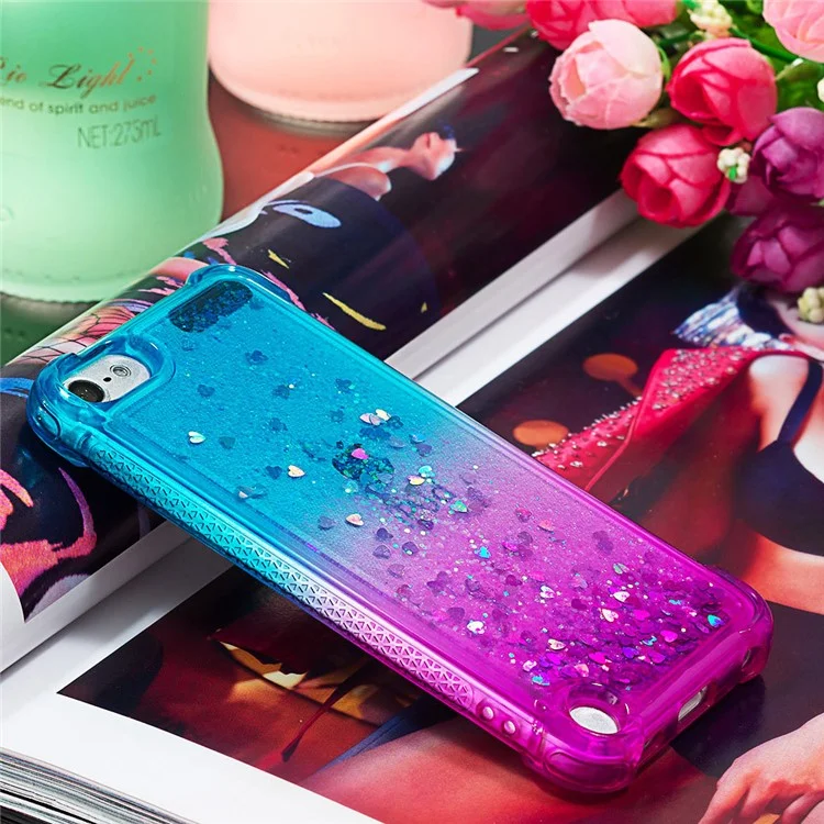 Gradiente Glitter Powder Powrendsand TPU Case Para Ipod Touch (2019) / Toque 6 / Toque 5 - Bebê Azul / Roxo