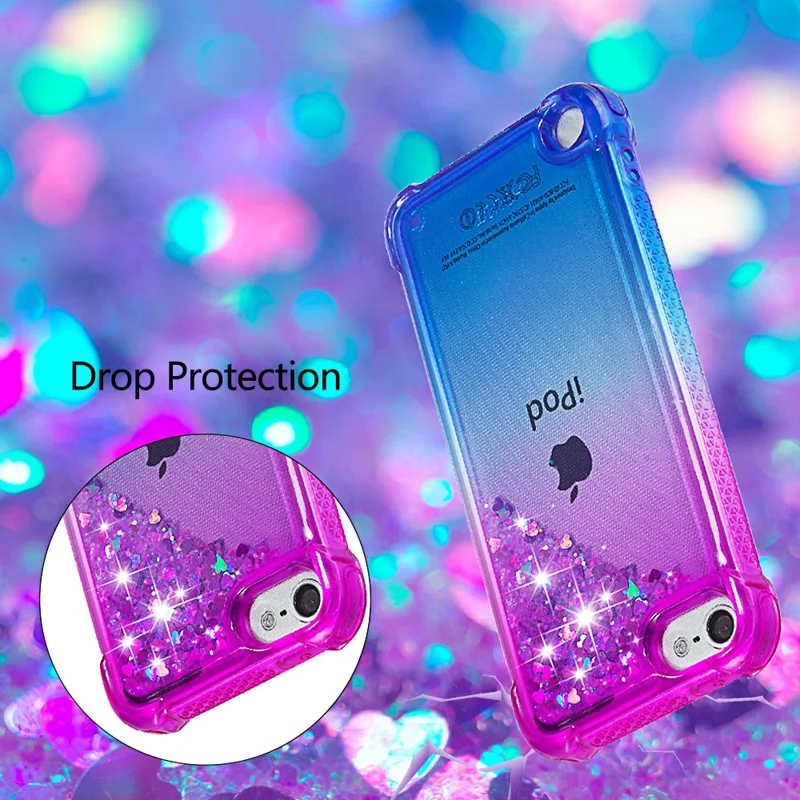 Gradient Glitter Powder Quicksand TPU Case for iPod Touch (2019) / Touch 6 / Touch 5 - Purple / Dark Blue
