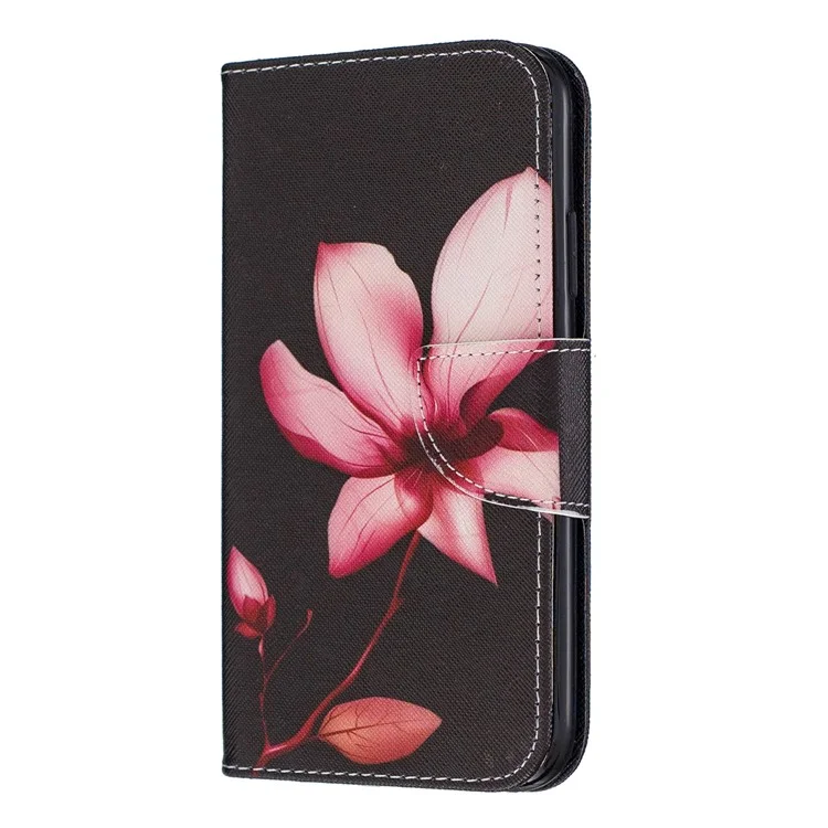 Caso de Couro de Flip de Suporte de Carteira de Textura Cruzada de Impressão de Padrão para iPhone 11 6.1 polegadas (2019) - Kapok