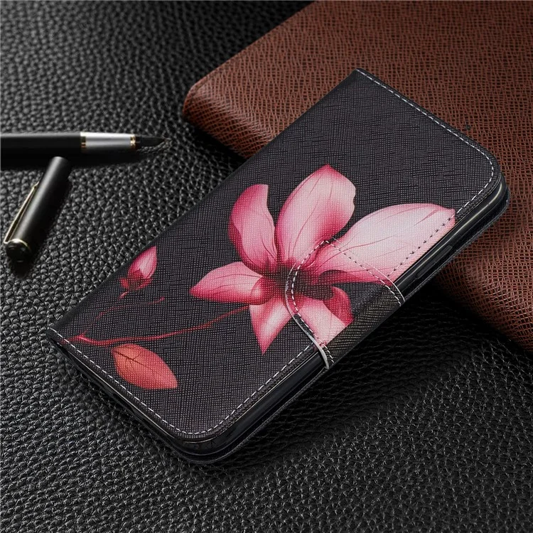 Caso de Couro de Flip de Suporte de Carteira de Textura Cruzada de Impressão de Padrão para iPhone 11 6.1 polegadas (2019) - Kapok