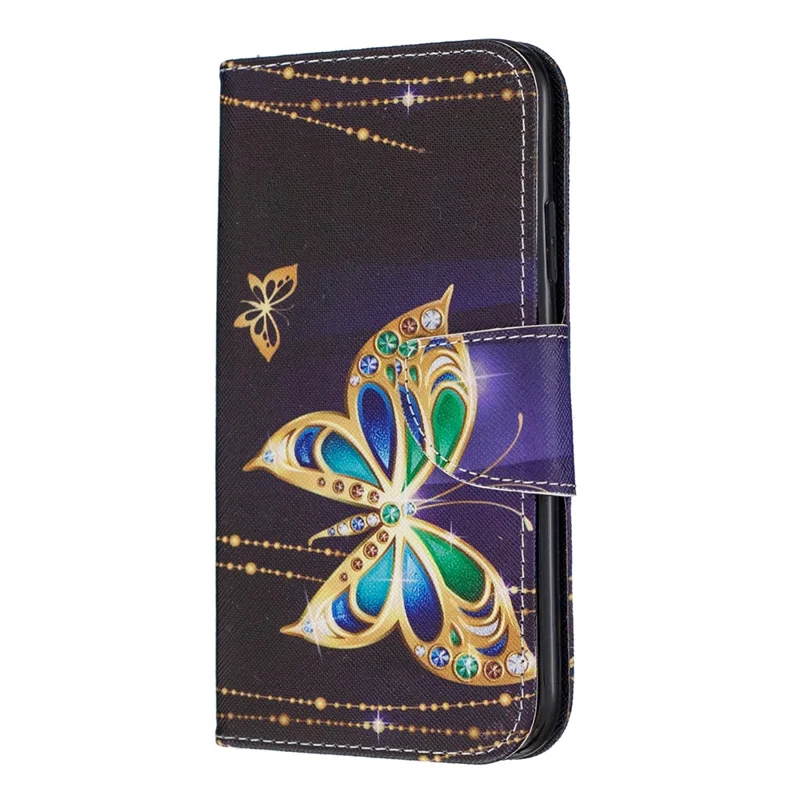 Pattern Printing Cross Texture Wallet Stand Flip Leather Case for iPhone 11 6.1 inch (2019) - Crystal Butterflies