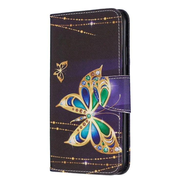 Cross Texture Pattern Printing Wallet Stand Leather Case for iPhone 11 Pro Max 6.5 inch (2019) - Crystal Butterflies