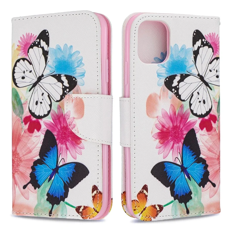Printing Style Leather Wallet Phone Covering Case for iPhone 11 6.1 inch (2019) - Vivid Butterflies
