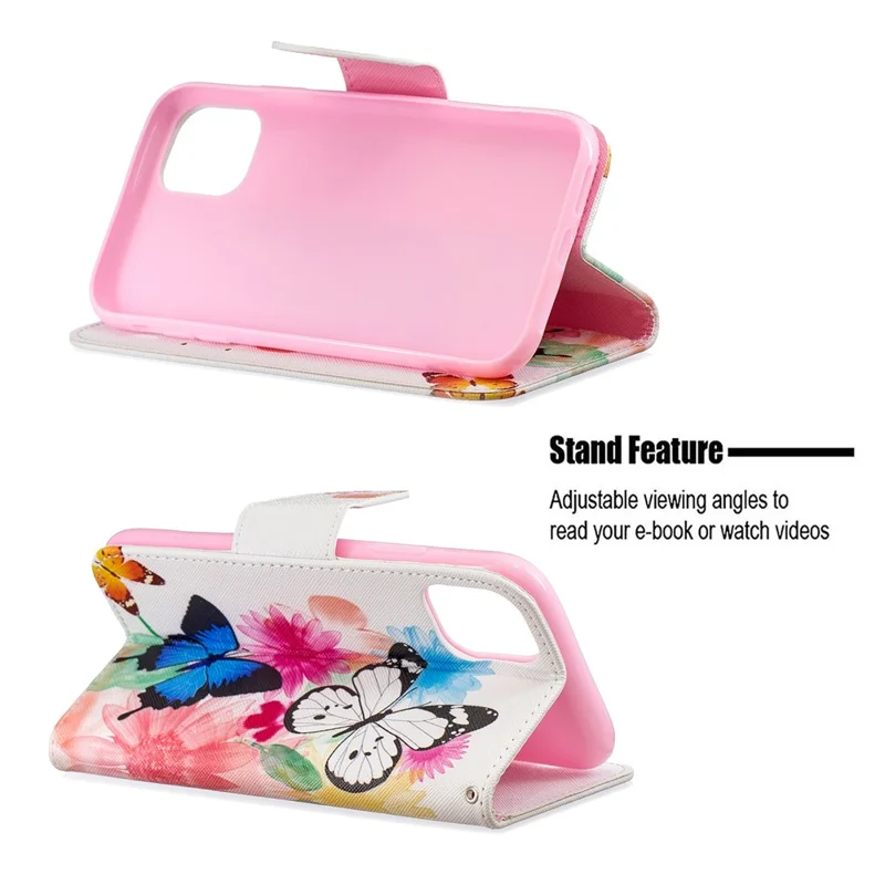 Printing Style Leather Wallet Phone Covering Case for iPhone 11 6.1 inch (2019) - Vivid Butterflies