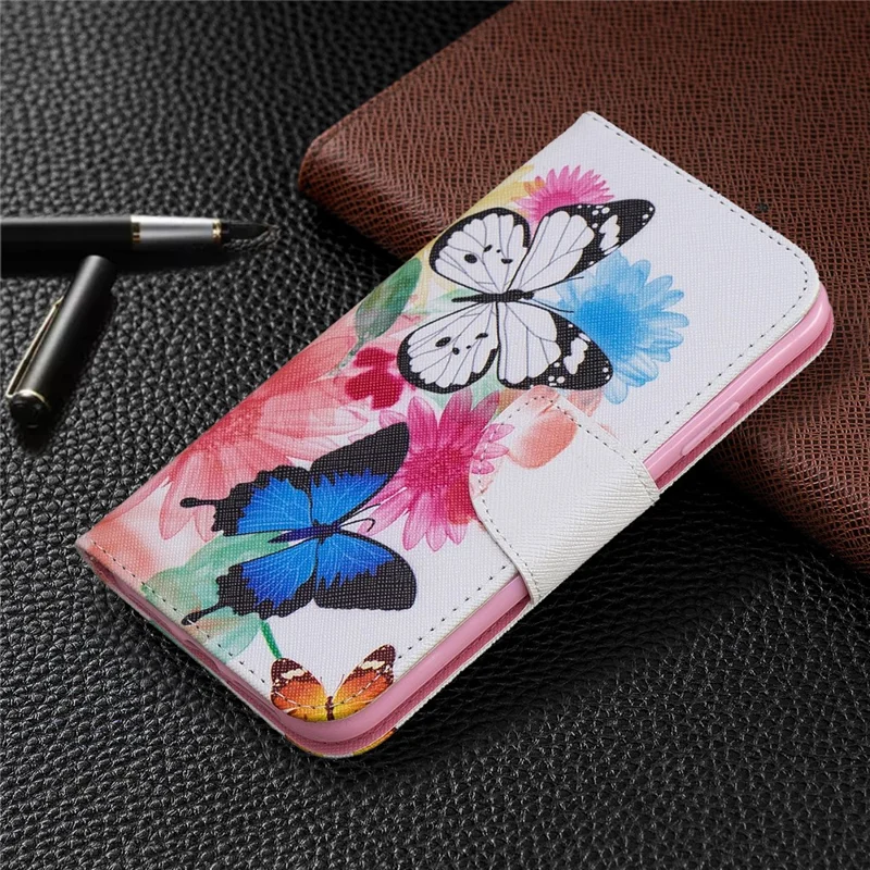 Printing Style Leather Wallet Phone Covering Case for iPhone 11 6.1 inch (2019) - Vivid Butterflies