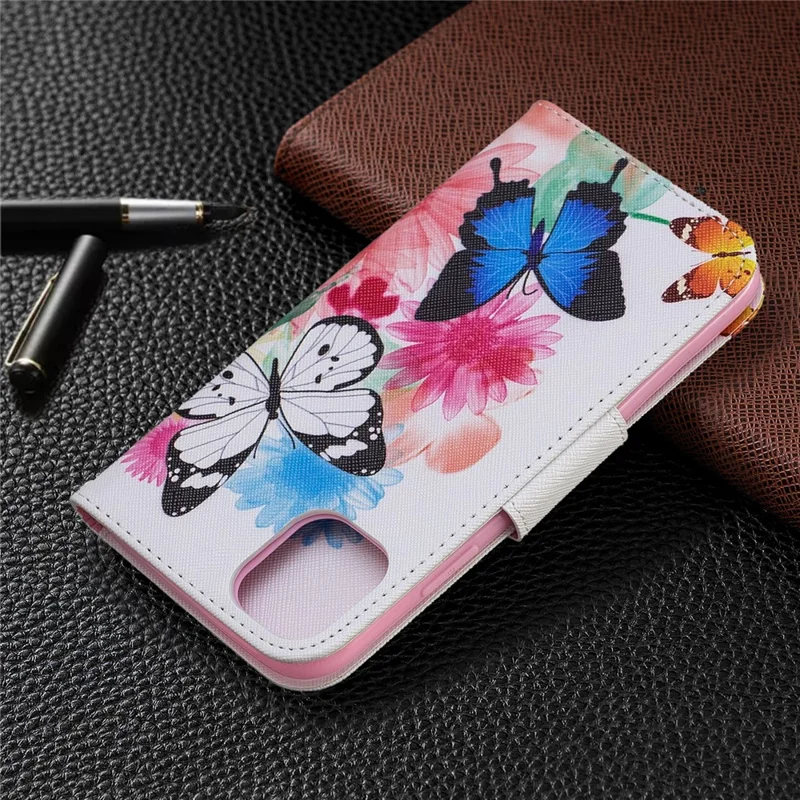 Printing Style Leather Wallet Phone Covering Case for iPhone 11 6.1 inch (2019) - Vivid Butterflies