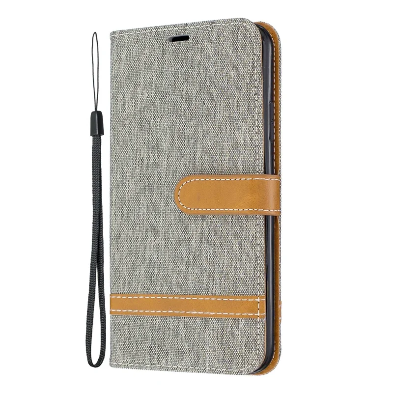 Jeans Cloth Wallet Stand Leather Cell Phone Shell for iPhone 11 Pro Max 6.5 inch (2019) - Grey