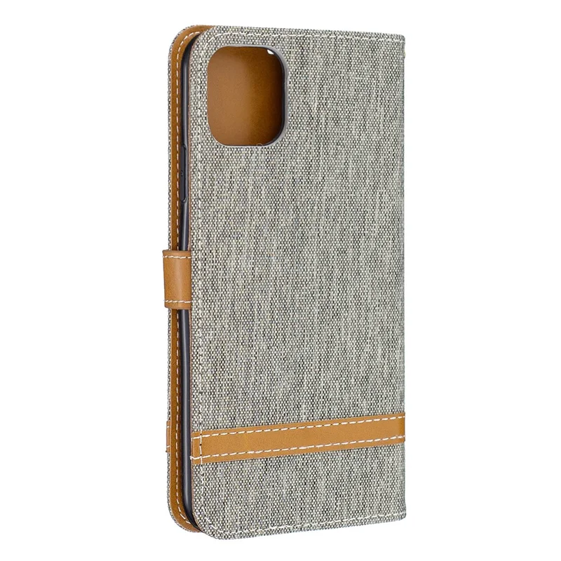 Jeans Cloth Wallet Stand Leather Cell Phone Shell for iPhone 11 Pro Max 6.5 inch (2019) - Grey