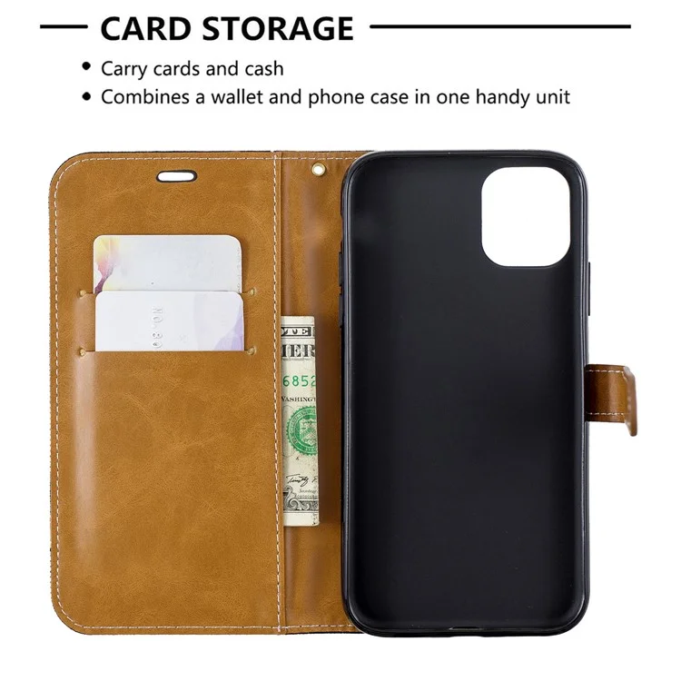 Jean Cloth PU Leather Phone Cover per iPhone 11 6.1 pollici (2019) - Nero