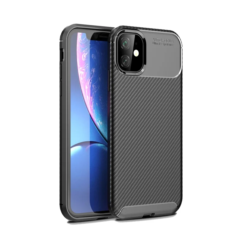 Carbon Fiber Texture Drop-proof TPU Phone Case for iPhone 11 6.1 inch (2019) - Black