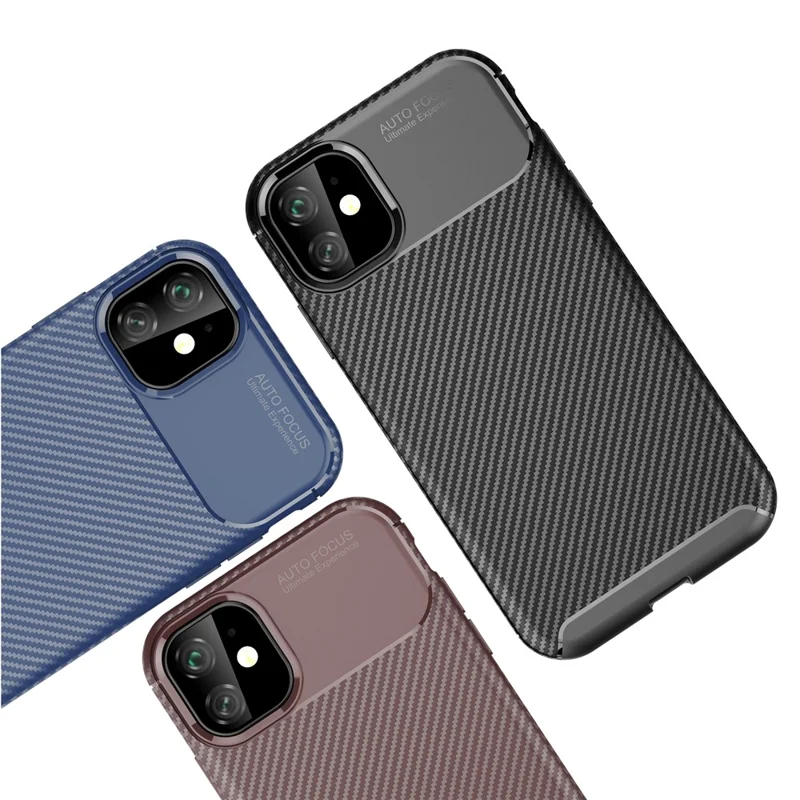Carbon Fiber Texture Drop-proof TPU Phone Case for iPhone 11 6.1 inch (2019) - Black