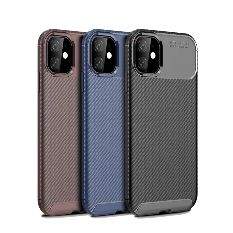 Carbon Fiber Texture Drop-proof TPU Phone Case for iPhone 11 6.1 inch (2019) - Black