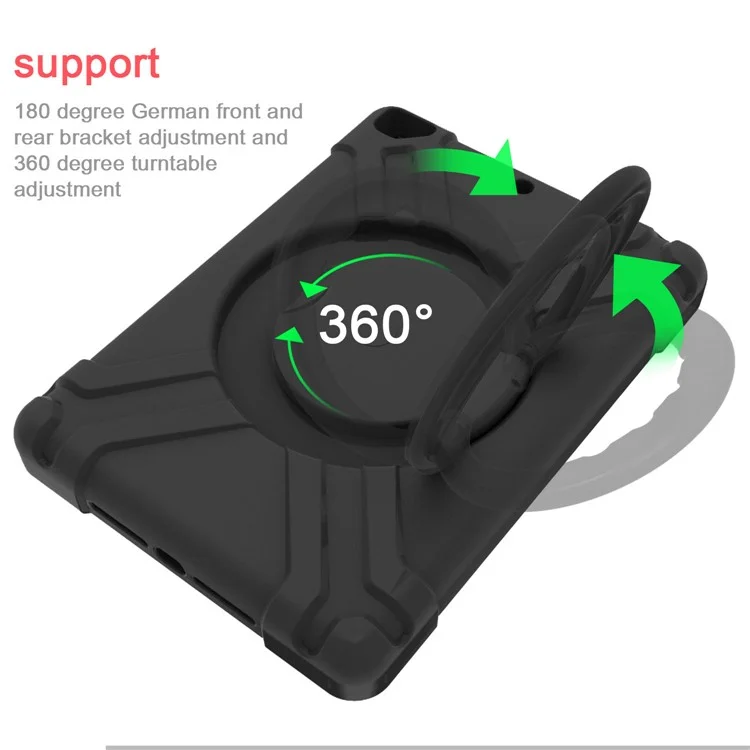 360° Schwenkbarer Ständer PC + Silikon-Hybrid-Tabletthülle für Apple iPad Air/Air 2/iPad 9.7-Zoll (2018) / iPad 9.7-Zoll (2017) - Komplett Schwarz