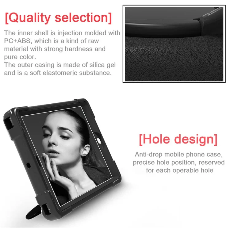 360 ° Swivel Kickstand PC + Silicone Hybrid Tablet Case Para Apple IPad Air / Air 2 / Ipad 9.7-Inch (2018) / ipad 9,7 polegadas (2017) - Tudo Negro