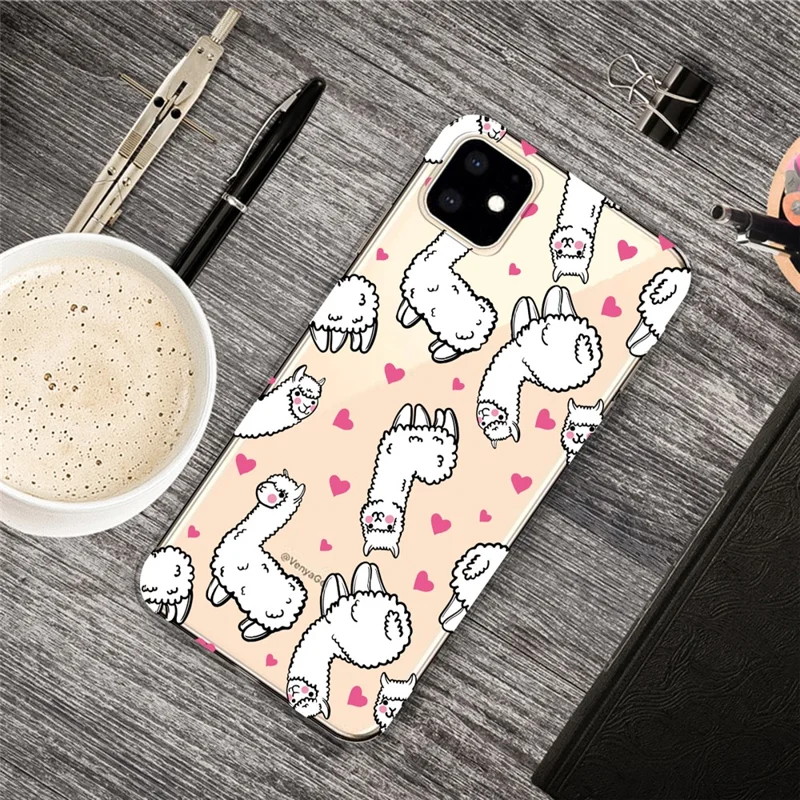 Cute Pattern Printing Flexi TPU Phone Shell for iPhone 11 6.1 inch (2019) - Alpaca