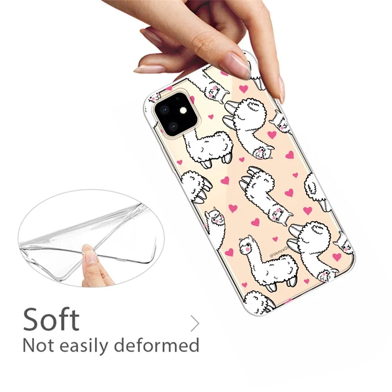Cute Pattern Printing Flexi TPU Phone Shell for iPhone 11 6.1 inch (2019) - Alpaca