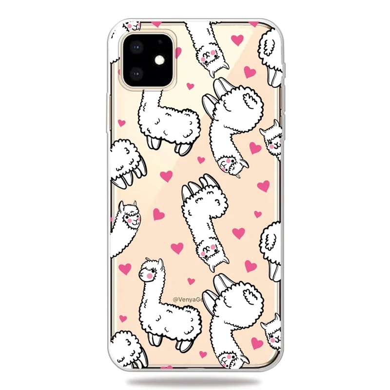 Cute Pattern Printing Flexi TPU Phone Shell for iPhone 11 6.1 inch (2019) - Alpaca
