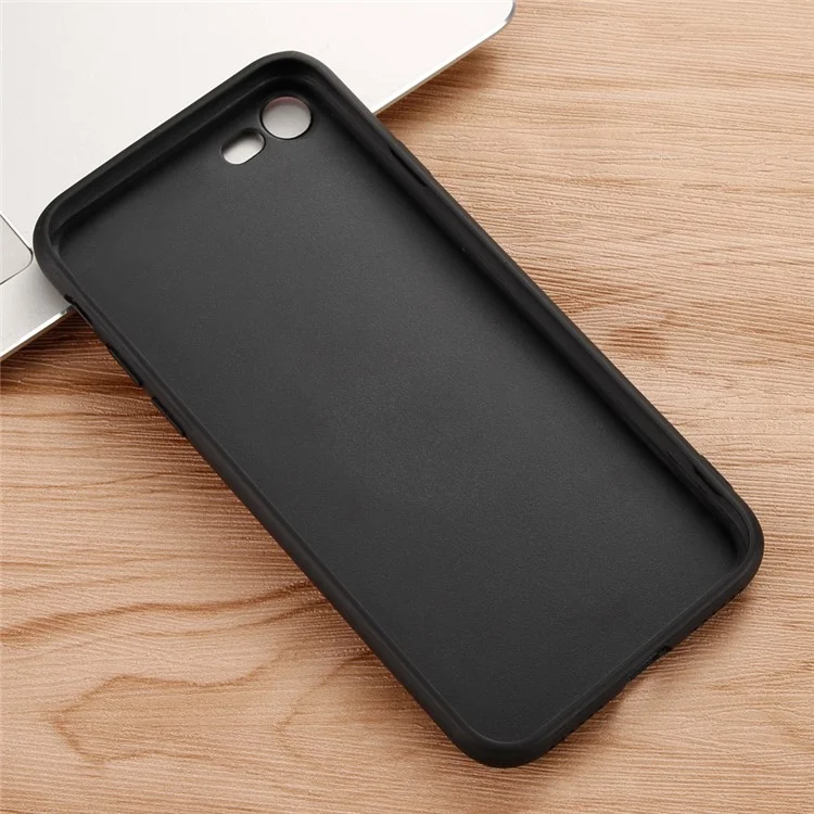 Litchi Texture Genuine Leather Skin Coated TPU Phone Case for iPhone 8/7/SE (2022)/SE (2020) - Black