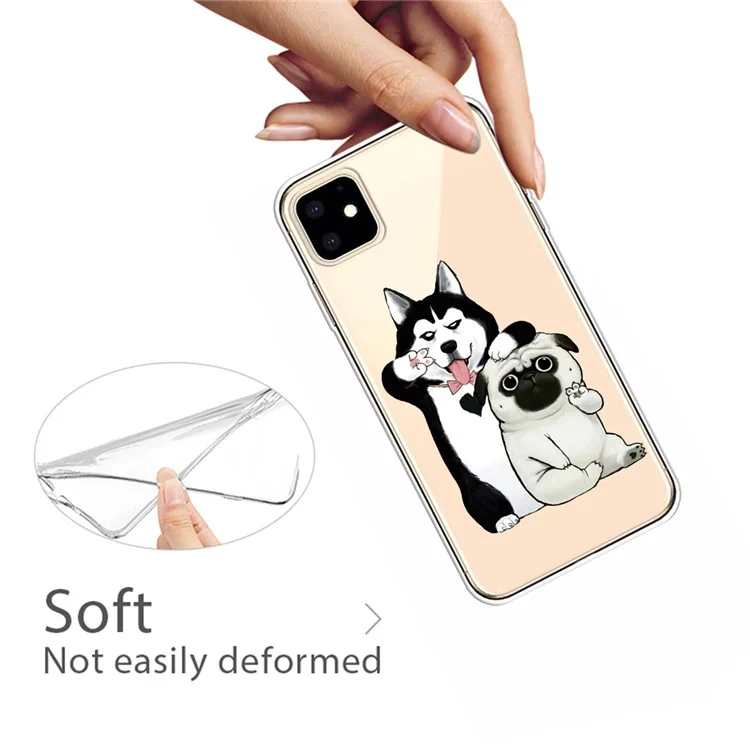 Pattern Printing Clear TPU Phone Cover for iPhone 11 6.1 inch (2019) - Two Dogs