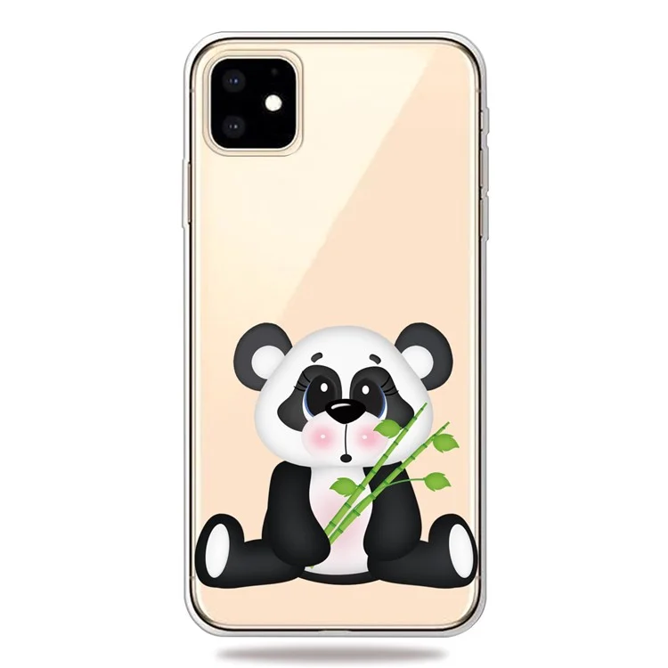 Pattern Printing Clear TPU Phone Cover for iPhone 11 6.1 inch (2019) - Panda Holding Bamboo
