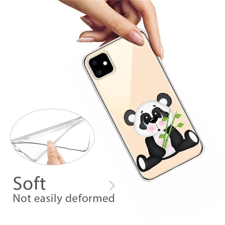 Pattern Printing Clear TPU Phone Cover for iPhone 11 6.1 inch (2019) - Panda Holding Bamboo
