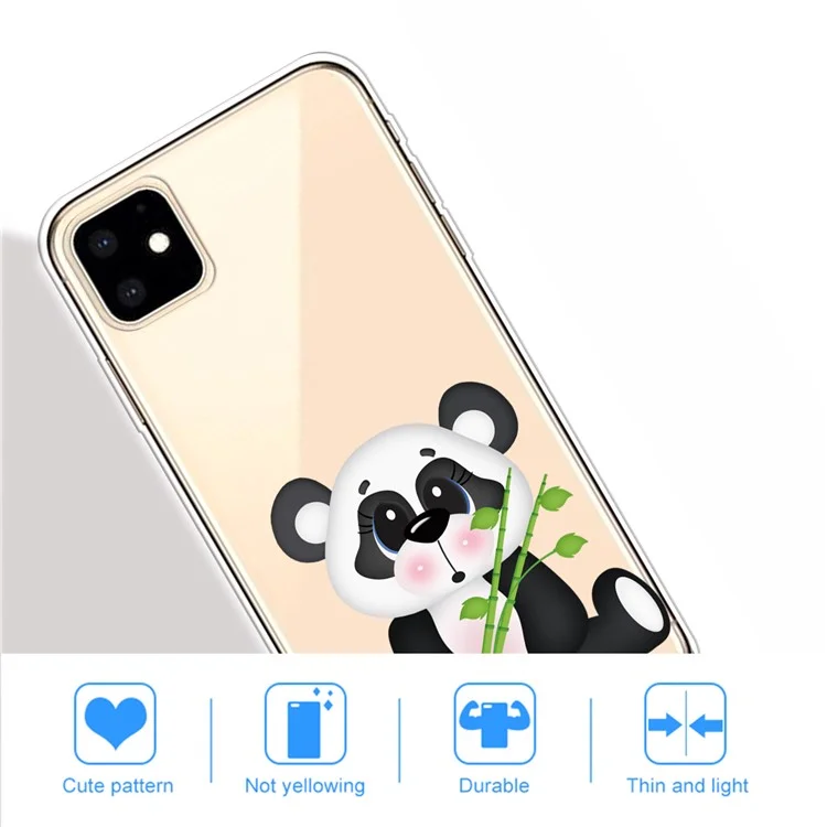 Pattern Printing Clear TPU Phone Cover for iPhone 11 6.1 inch (2019) - Panda Holding Bamboo