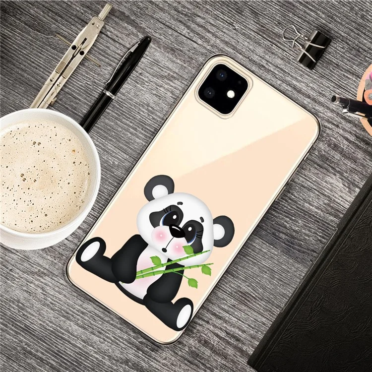 Pattern Printing Clear TPU Phone Cover for iPhone 11 6.1 inch (2019) - Panda Holding Bamboo