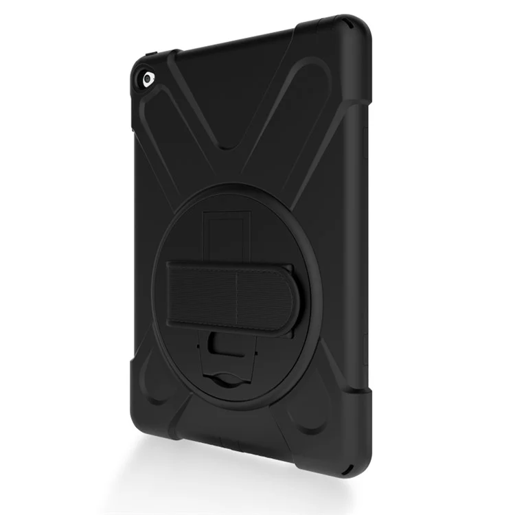 Para Apple Ipad Air 2 PC de Forma de X-forma de X-tpu Shell Con Pata Giratoria de 360 ​​grados/correa de Mano - Negro