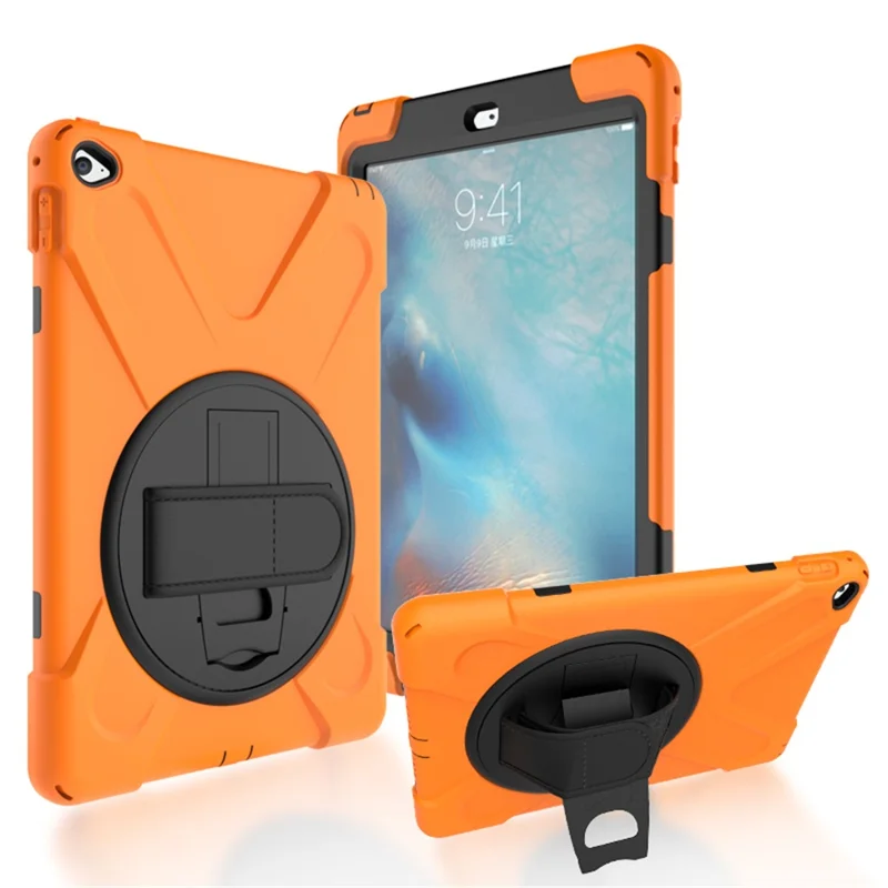 For Apple iPad Air 2 X-Shape PC + TPU Tablet Shell with 360 Degree Swivel Kickstand - Orange