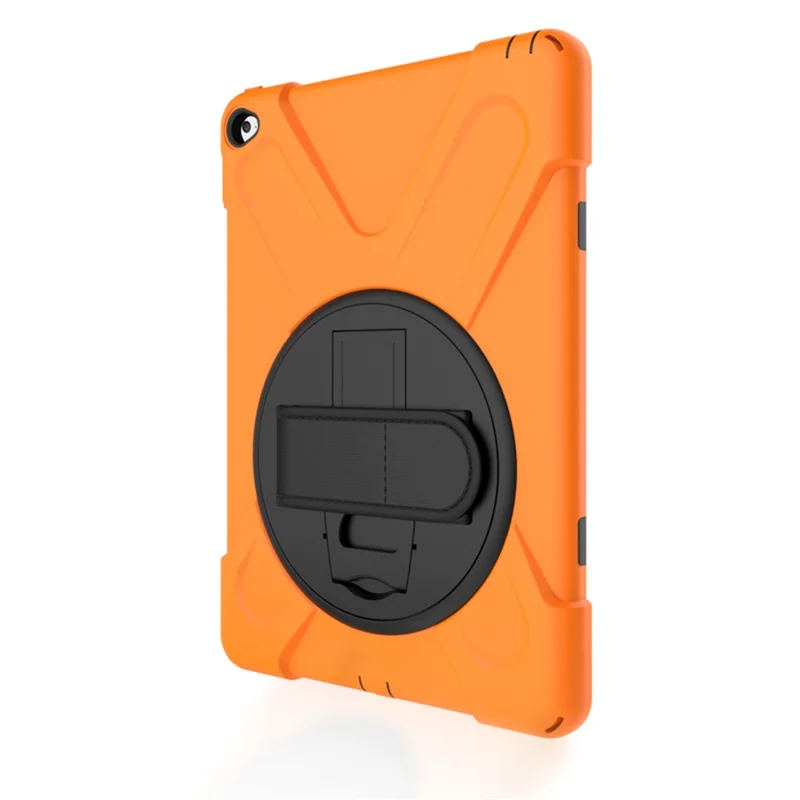 For Apple iPad Air 2 X-Shape PC + TPU Tablet Shell with 360 Degree Swivel Kickstand - Orange