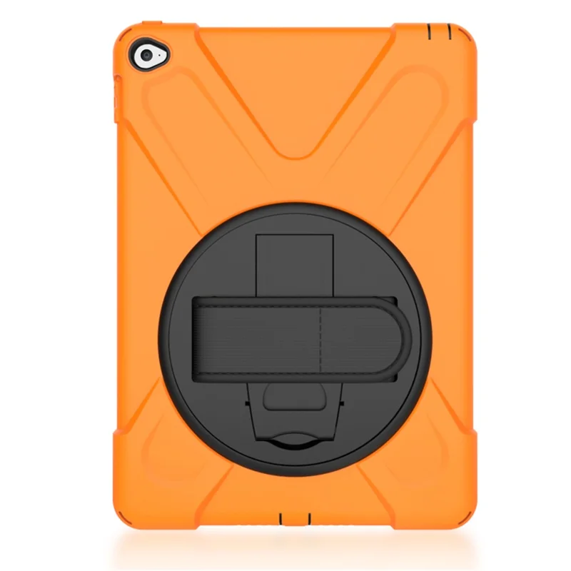 For Apple iPad Air 2 X-Shape PC + TPU Tablet Shell with 360 Degree Swivel Kickstand - Orange