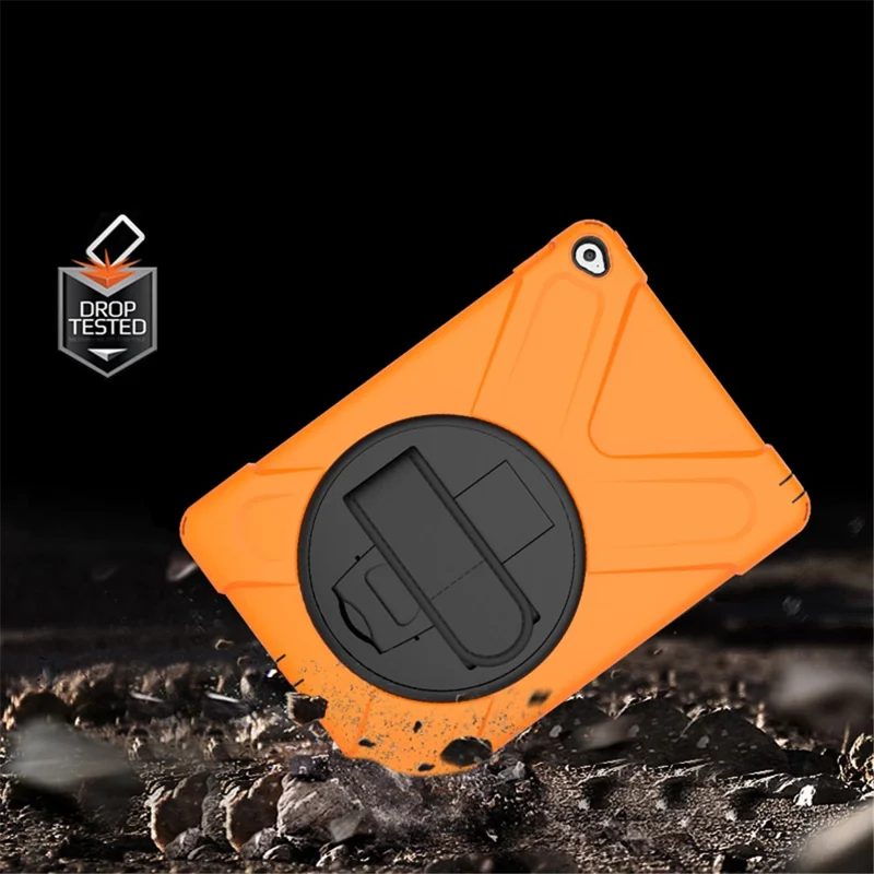 For Apple iPad Air 2 X-Shape PC + TPU Tablet Shell with 360 Degree Swivel Kickstand - Orange
