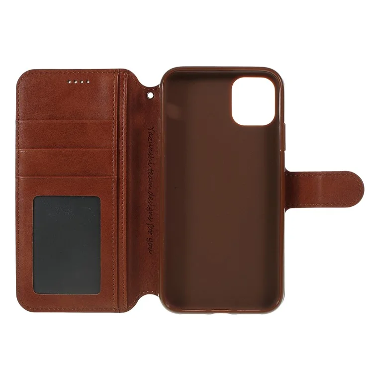 AZNS Cuir Stand Case Avec Des Emplacements Pour Cartes Pour Iphone 11 6,1 Pouces (2019) - Brun