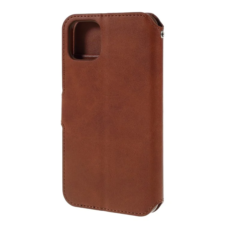 AZNS Cuir Stand Case Avec Des Emplacements Pour Cartes Pour Iphone 11 6,1 Pouces (2019) - Brun