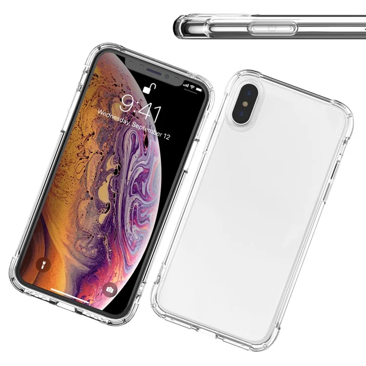 LEEU Design Air Cushion TPU Shell TPU à Prova de Voz Com Conector de Conversão de Voz Para Iphone XS Máx. - Transparente