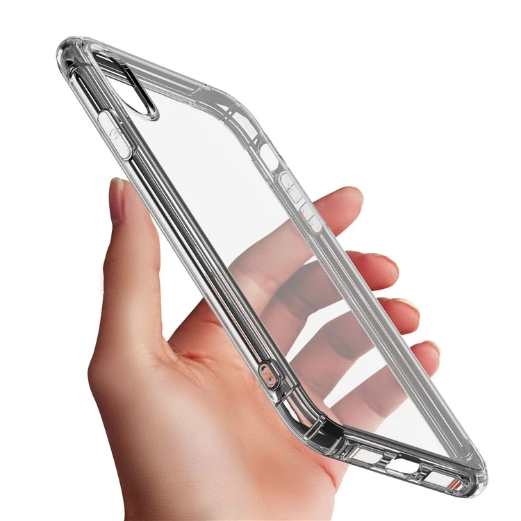 LEEU DESIGN Air Cushion Shockproof TPU Shell with Voice Conversion Jack for iPhone XS Max 6.5 inch - Transparent