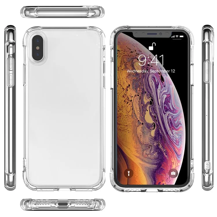 LEEU Design Air Cushion TPU Shell TPU à Prova de Voz Com Conector de Conversão de Voz Para Iphone XS Máx. - Transparente