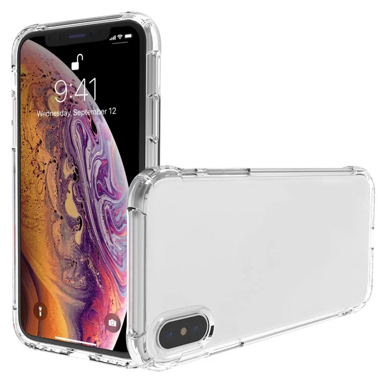 LEEU DESIGN Air Cushion Shockproof TPU Shell with Voice Conversion Jack for iPhone XS Max 6.5 inch - Transparent