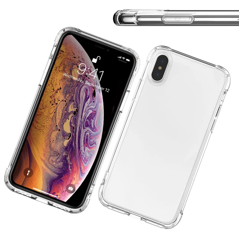 LEEU DESIGN Air Cushion Shockproof TPU Casing with Voice Conversion Jack for iPhone X/XS 5.8 inch - Transparent