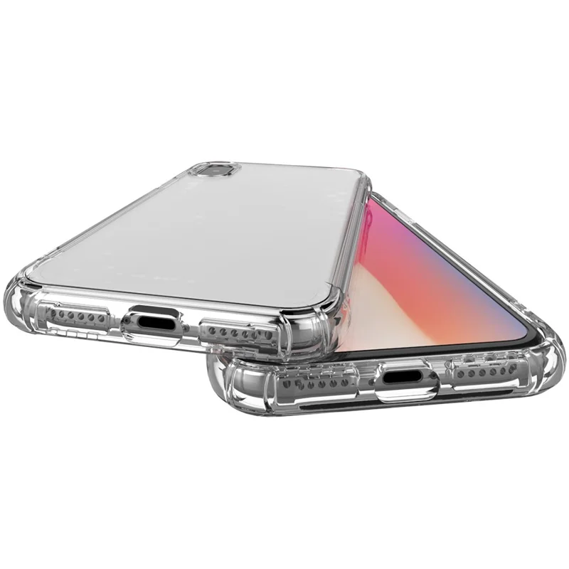 LEEU DESIGN Air Cushion Shockproof TPU Casing with Voice Conversion Jack for iPhone X/XS 5.8 inch - Transparent