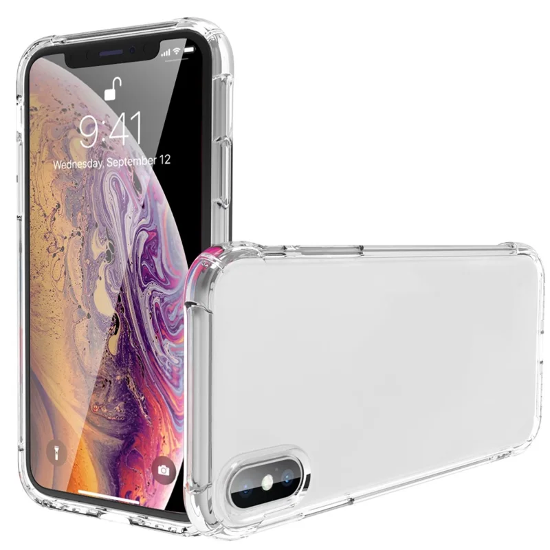 LEEU DESIGN Air Cushion Shockproof TPU Casing with Voice Conversion Jack for iPhone X/XS 5.8 inch - Transparent