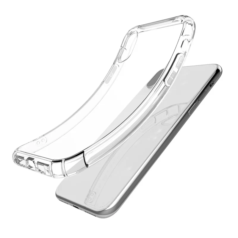 LEEU DESIGN Air Cushion Shockproof TPU Casing with Voice Conversion Jack for iPhone X/XS 5.8 inch - Transparent