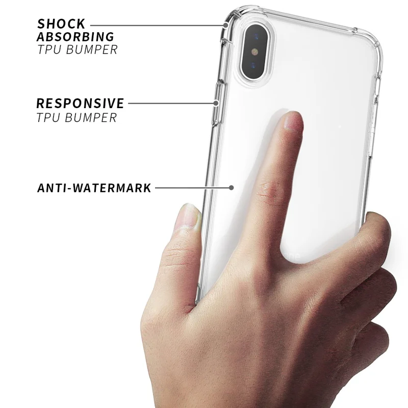 LEEU DESIGN Air Cushion Shockproof TPU Casing with Voice Conversion Jack for iPhone X/XS 5.8 inch - Transparent