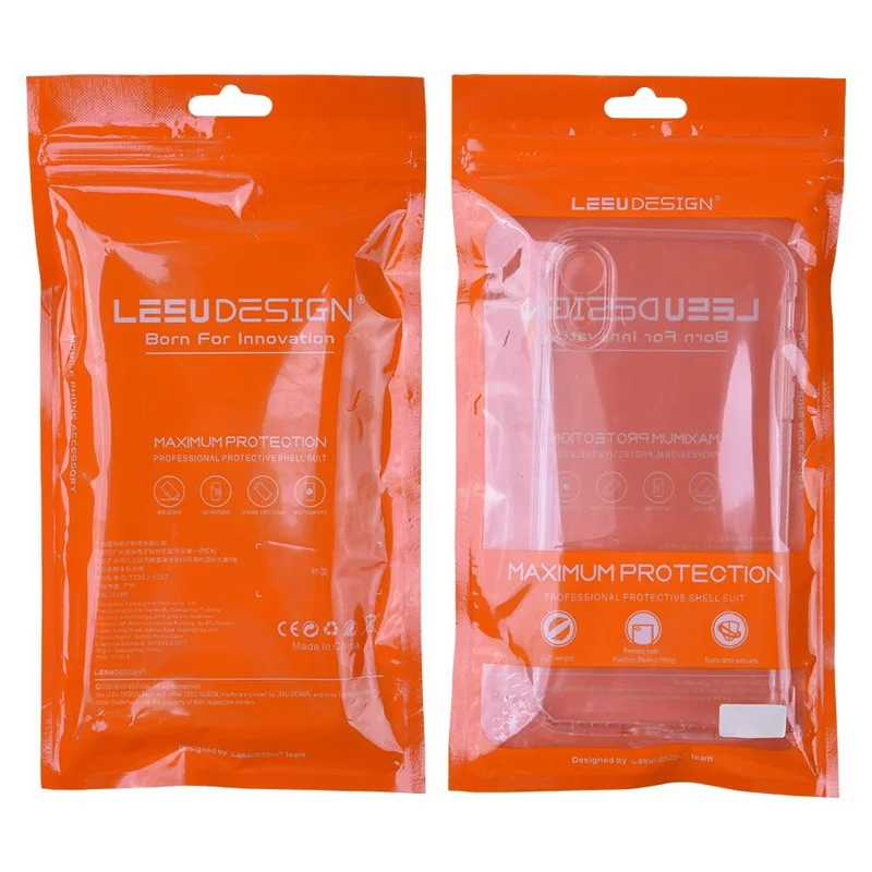 LEEU DESIGN Air Cushion Shockproof TPU Casing with Voice Conversion Jack for iPhone X/XS 5.8 inch - Transparent